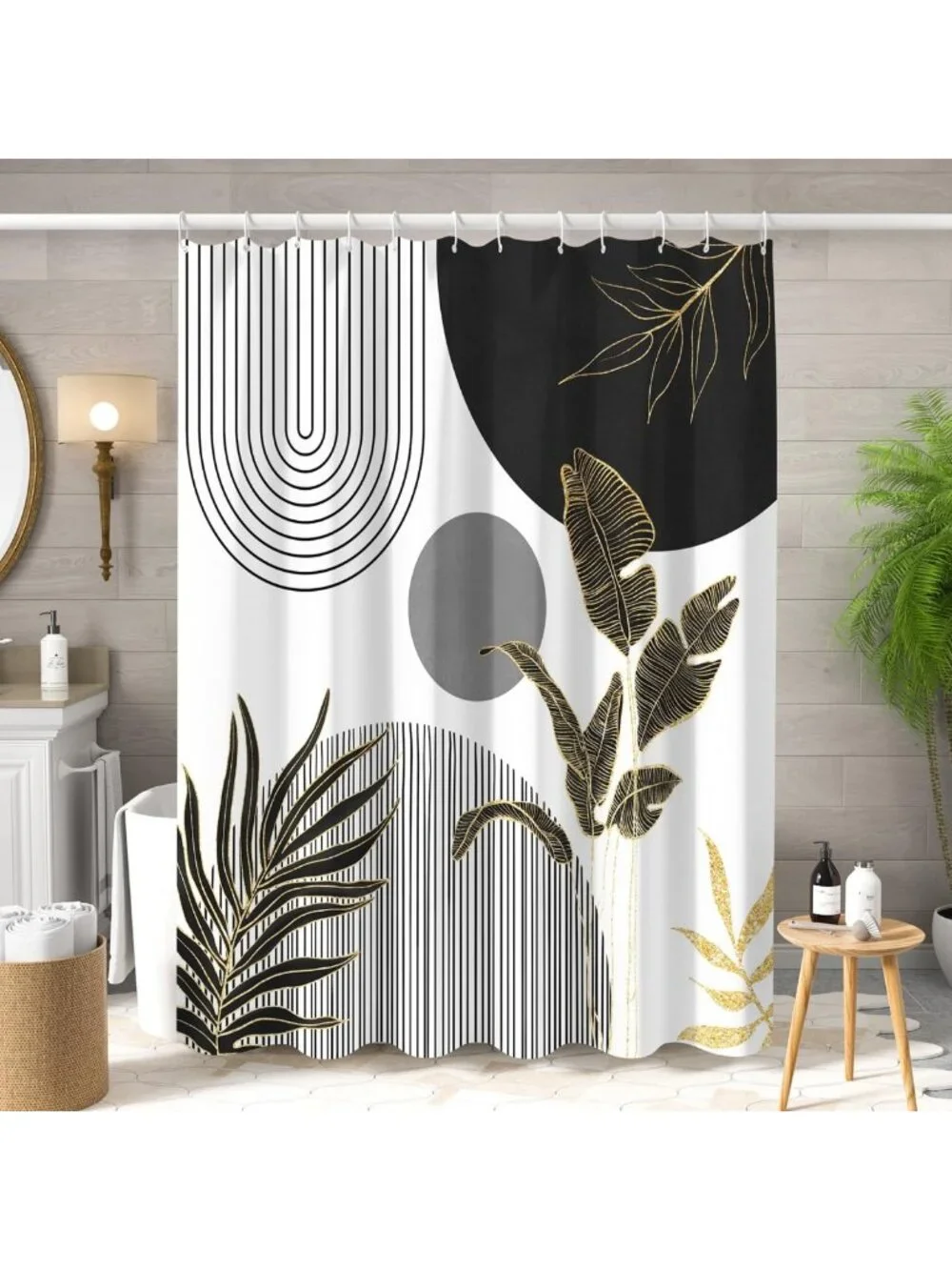 Mid Century Boho Shower Curtain - Abstract Modern Minimalist Aesthetic 72x78